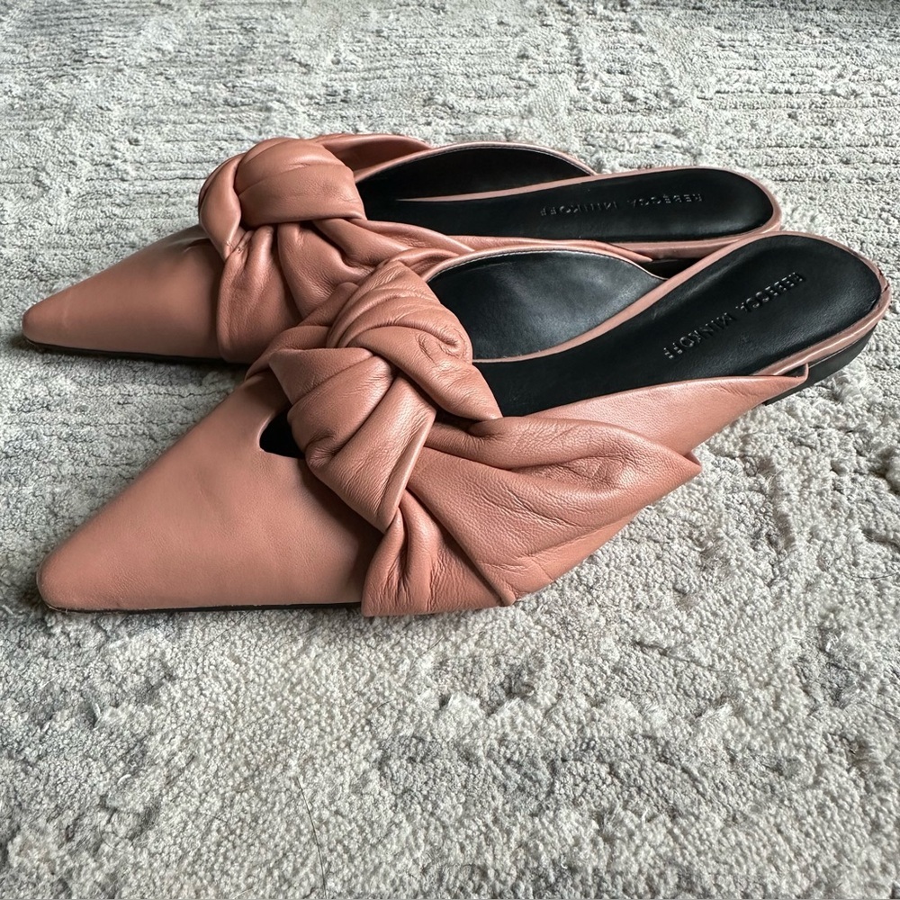 Rebecca Minkoff Coretta Blush Mauve Pink Leather Mules Size 7.5 - Picture 3 of 7